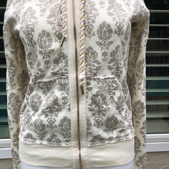 Vintage Juicy Couture Beige/Gray ZIP Up Hoodie SzSm - Picture 4 of 9